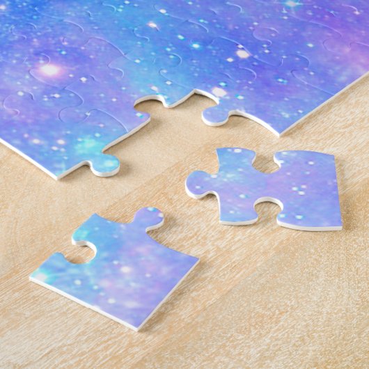 Magische Galaxie: Pink Blue Star Print Puzzle (Seite)