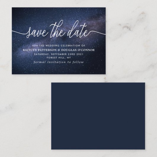 Magische Galaxie Save the Date Begleitkarte (Vorne/Hinten)