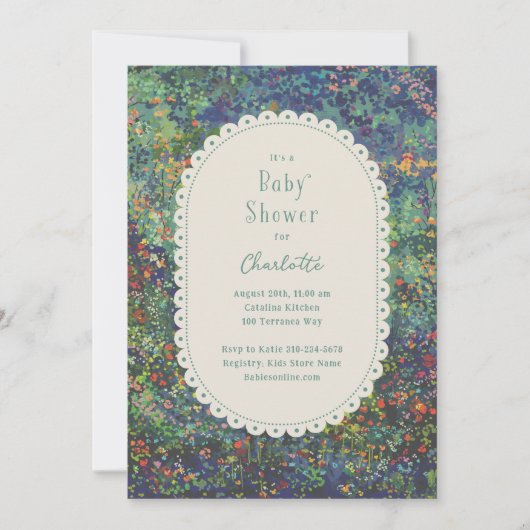 Magische Gartenhandbemalt Kinderdusche Einladung (Vorderseite)