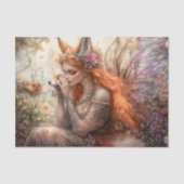 Magische geflügelte Fuchs-Fee Decoupage Seidenpapier (Vorderseite)