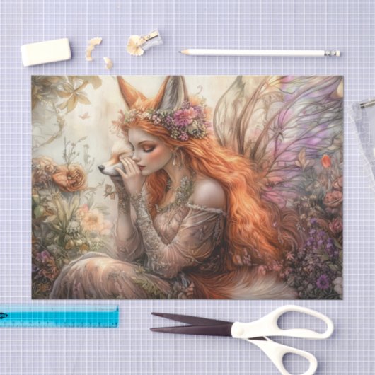 Magische geflügelte Fuchs-Fee Decoupage Seidenpapier (Handwerk)