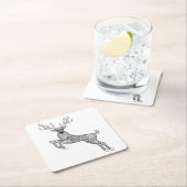 Magische gehörnte Rotwild mit Vogel-Gekritzel Rechteckiger Pappuntersetzer (Vor Ort)