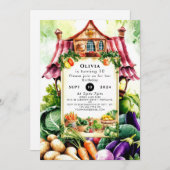 Magische Gemüse Bauern Markt Geburtstag Einladung (Vorne/Hinten)