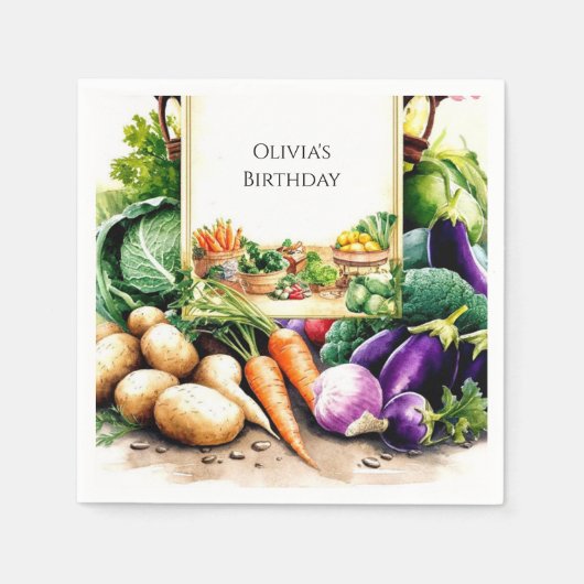 Magische Gemüse Bauern Markt Geburtstag Serviette (Vorderseite)