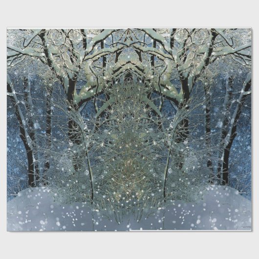 Magische Glittering Winter Wonderland Snowwald Geschenkpapier (Flach)