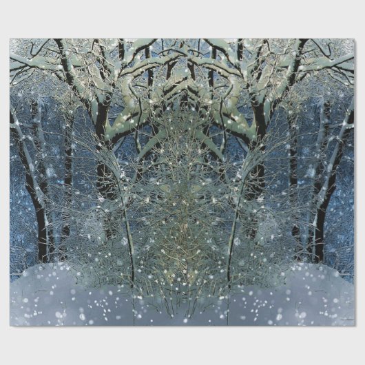 Magische Glittering Winter Wonderland Snowwald Geschenkpapier (Flach)
