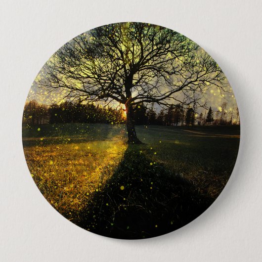 Magische Glühwürmchen, traumhafte Landschaft Button (Vorderseite)