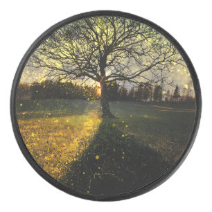 Magische Glühwürmchen, traumhafte Landschaft Eishockey Puck