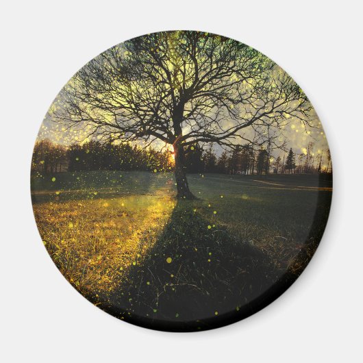 Magische Glühwürmchen, traumhafte Landschaft Magnet (Vorne)