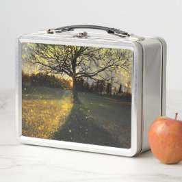 Magische Glühwürmchen, traumhafte Landschaft Metall Brotdose