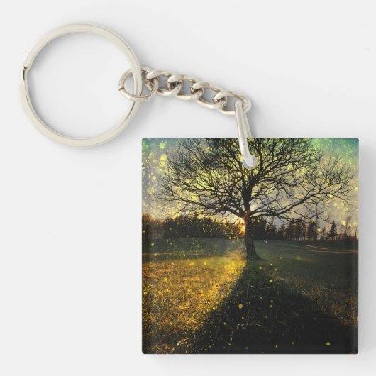Magische Glühwürmchen, traumhafte Landschaft Schlüsselanhänger (Vorderseite)