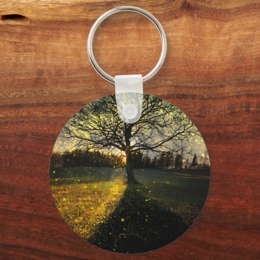 Magische Glühwürmchen, traumhafte Landschaft Schlüsselanhänger (Vorderseite)