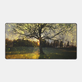 Magische Glühwürmchen, traumhafte Landschaft Schreibtischunterlage