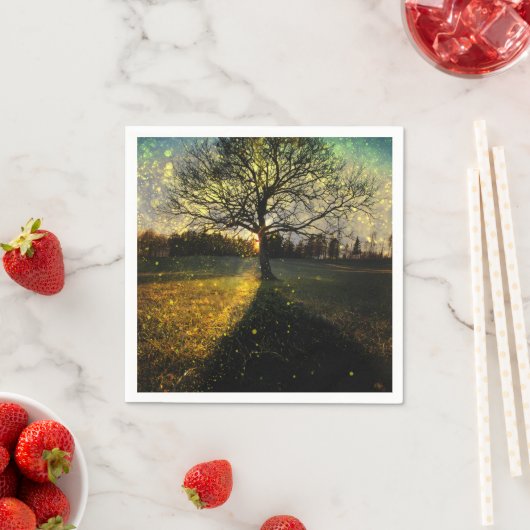 Magische Glühwürmchen, traumhafte Landschaft Serviette (Beispiel)