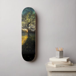 Magische Glühwürmchen, traumhafte Landschaft Skateboard