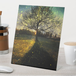 Magische Glühwürmchen, traumhafte Landschaft Sockelschild