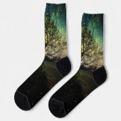 Magische Glühwürmchen, traumhafte Landschaft Socken (Linkes Detail)