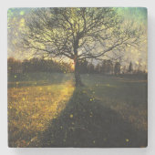 Magische Glühwürmchen, traumhafte Landschaft Steinuntersetzer (Vorderseite)