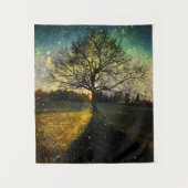 Magische Glühwürmchen, traumhafte Landschaft Wandteppich (Vorderseite)