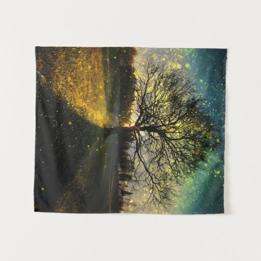 Magische Glühwürmchen, traumhafte Landschaft Wandteppich (Vorderseite (Horizontal))