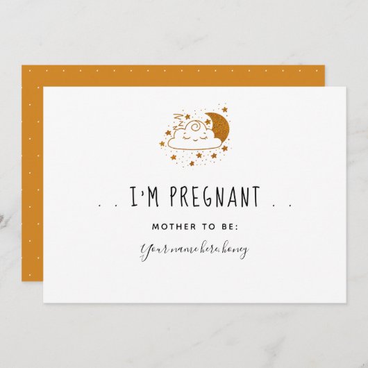 Magische Gold Cloud Pregnancy Announcemente Card Ankündigung (Vorne/Hinten)