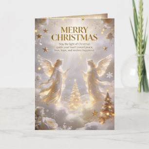Magische goldene Engel & leuchtender Weihnachtsba Feiertagskarte