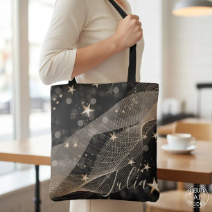 Magische goldene Sterne Bokeh und abstrakte Linien Tasche
