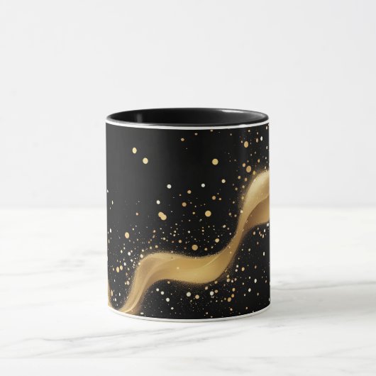Magische Goldstaubwelle auf schwarz Tasse (Zentrum)