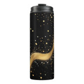 Magische Goldstaubwelle auf schwarz Thermosbecher (Vorderseite)