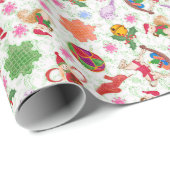 Magische grüne Kitsch Wasserfarbe Ditsy Weihnachte Geschenkpapier (Rolleneckpunkt)