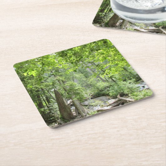 Magische grüne Waldszene. Rechteckiger Pappuntersetzer (angewinkelt)