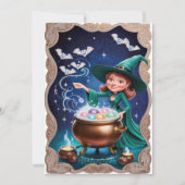 Magische Halloween-Hexe mit Cauldron Karte (Vorderseite)