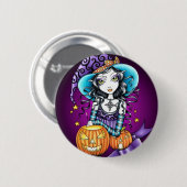 Magische HALLOWEEN Kürbis-Hexe Lisas Button (Vorne & Hinten)