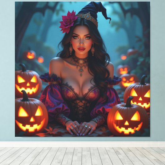 Magische Halloween-Nacht Leinwanddruck (Insitu (Holzboden))