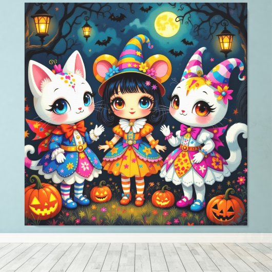 Magische Halloween-Nacht Leinwanddruck (Insitu (Holzboden))