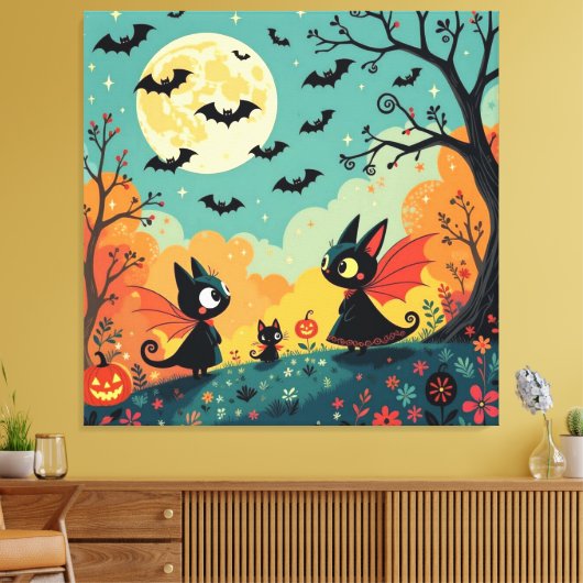 Magische Halloween-Nacht Leinwanddruck (Insitu (Wohnzimmer))