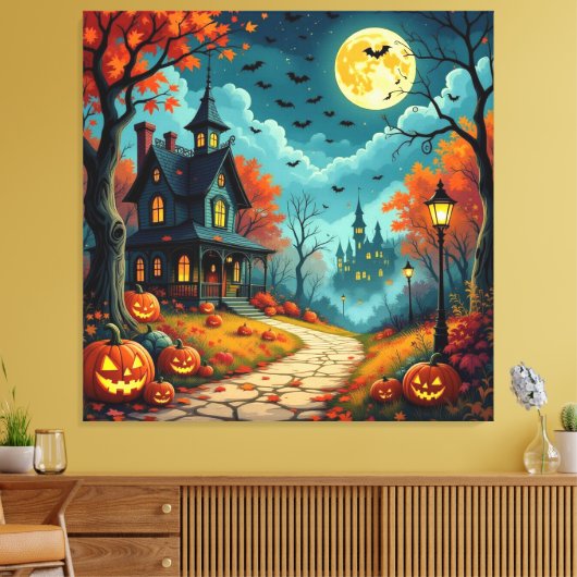 Magische Halloween-Nacht Leinwanddruck (Insitu (Wohnzimmer))