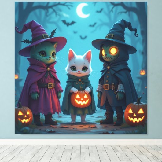 Magische Halloween-Nacht Leinwanddruck (Insitu (Holzboden))