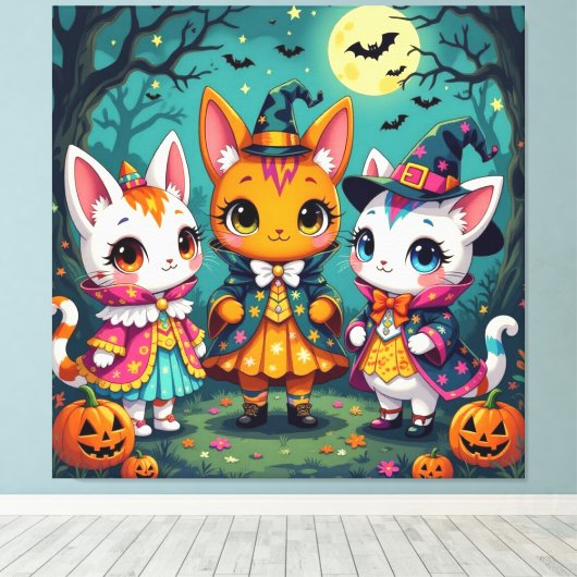 Magische Halloween-Nacht Leinwanddruck (Insitu (Holzboden))