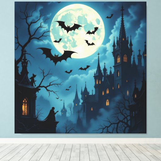 Magische Halloween-Nacht Leinwanddruck (Insitu (Holzboden))