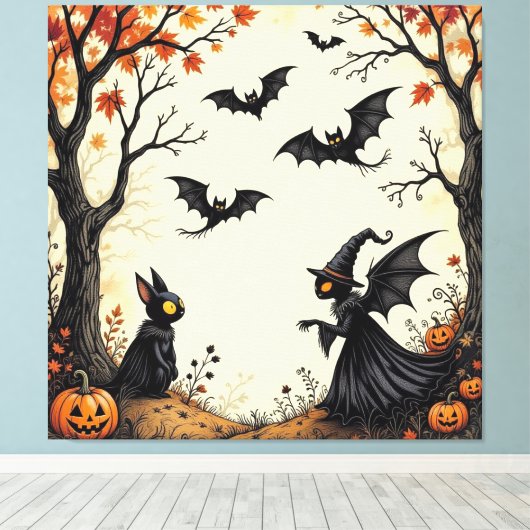 Magische Halloween-Nacht Leinwanddruck (Insitu (Holzboden))