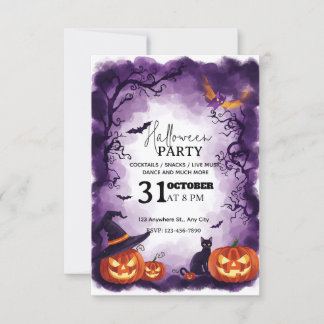 Magische Halloween Night Party Einladung bearbeitb