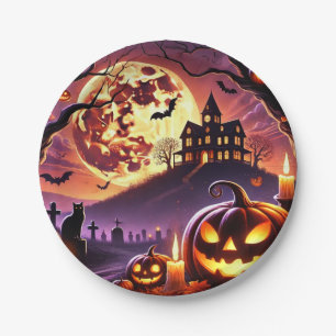 Magische Halloween-Night-Szene 🎃 🎃 🎃 🎃 Pappteller