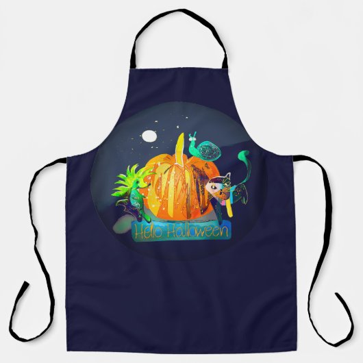 Magische Halloween-Tiere - Pumpkin & Spirit Friend Schürze (Vorderseite)