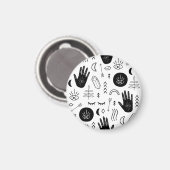 Magische Hände, Mond, ethnisches Muster. Magnet (Vorderseite/Rückseite)