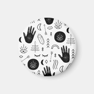 Magische Hände, Mond, ethnisches Muster. Magnet