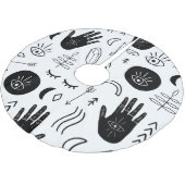 Magische Hände, Mond, ethnisches Muster. Polyester Weihnachtsbaumdecke (Schrägansicht)