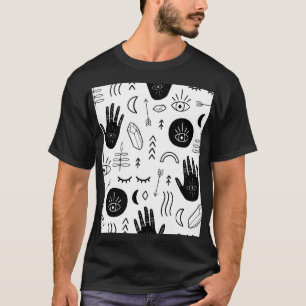 Magische Hände, Mond, ethnisches Muster. T-Shirt