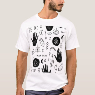 Magische Hände, Mond, ethnisches Muster. T-Shirt
