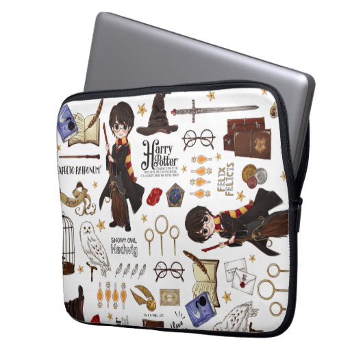 Magische HARRY POTTER™ Wasserfarbe Laptopschutzhülle (Vorderseite Links)